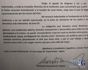 NUEVA RENUNCIA EN LA CD